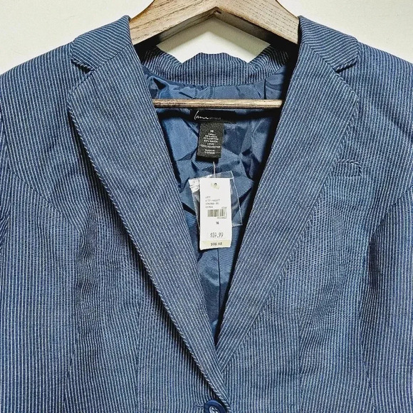 Lane Bryant NWT 16 navy striped career blazer - Picture 9 of 11